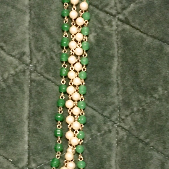 Antique faux flapper tassel necklaces green pearl - Picture 3 of 5